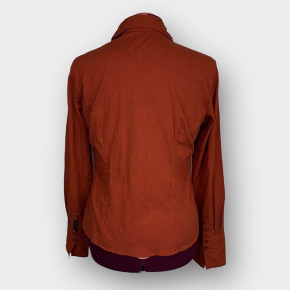 Point Zero Nicole Benisti embroidered crinkle button blouse XL women - Picture 4 of 9